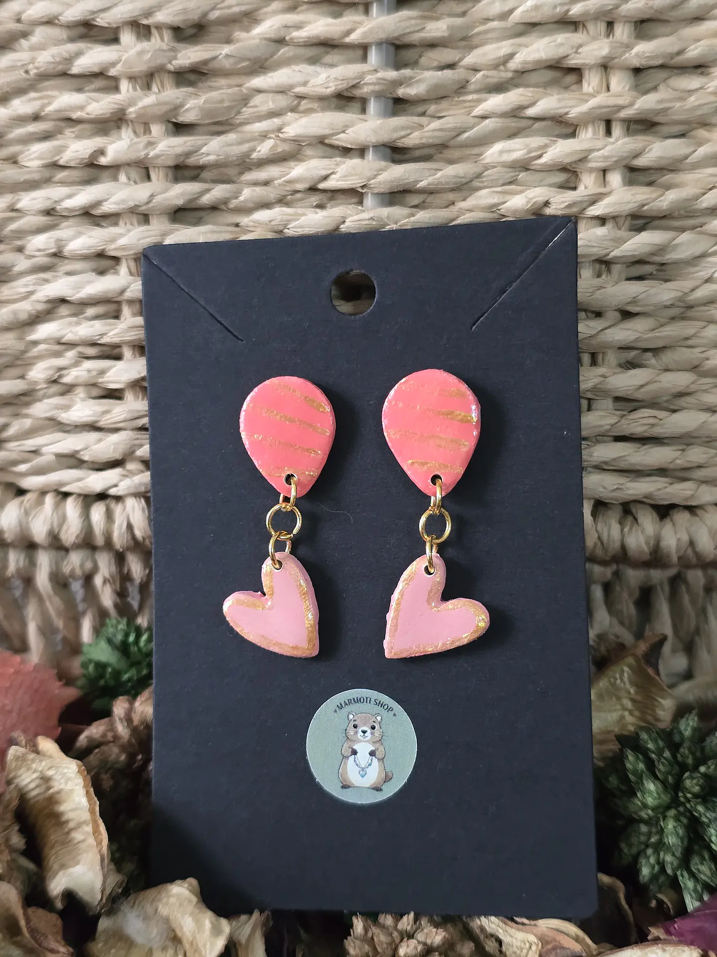 Pendientes Heart Salmon Gold 1