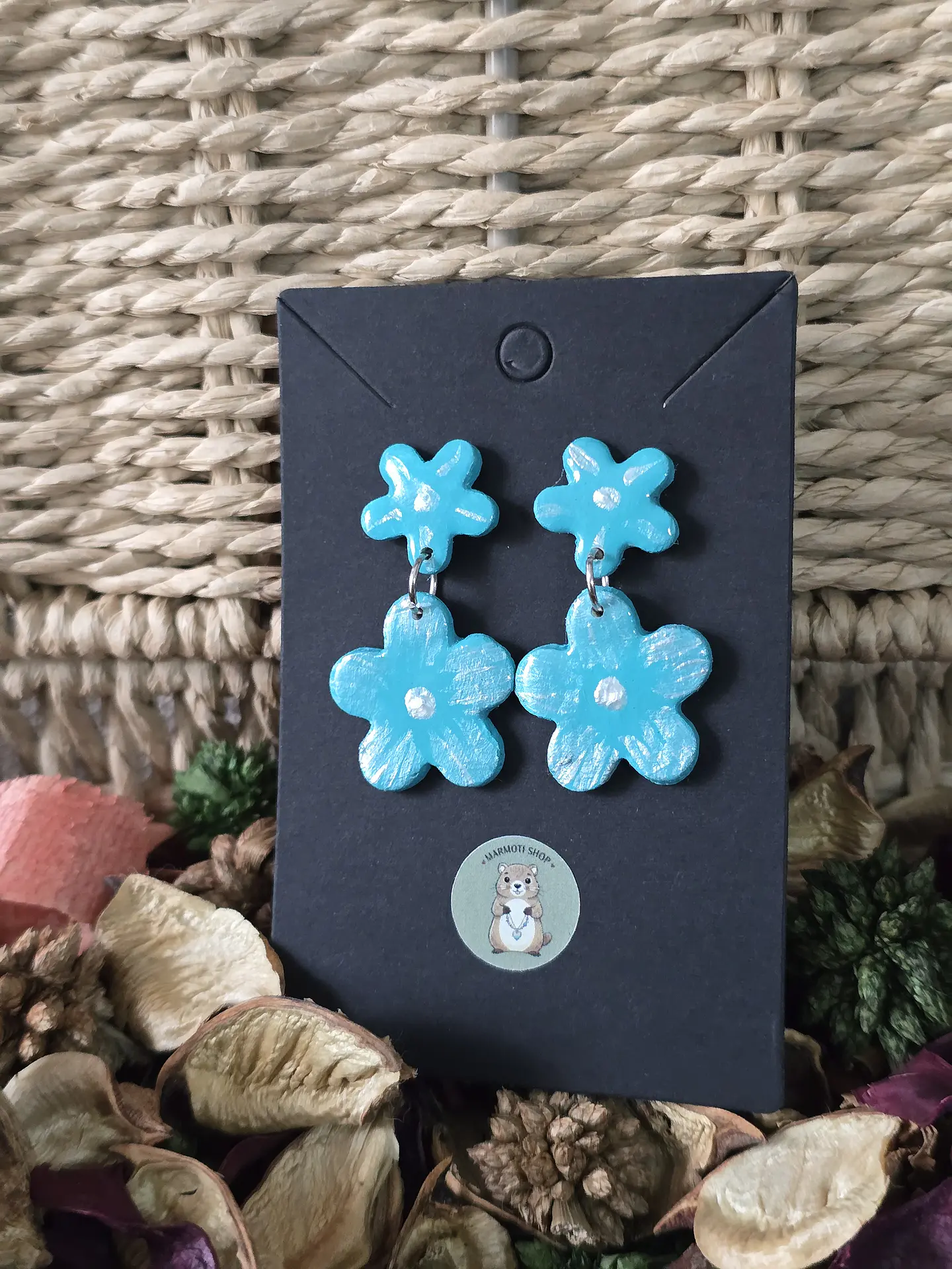 Pendientes Flower Cian 1