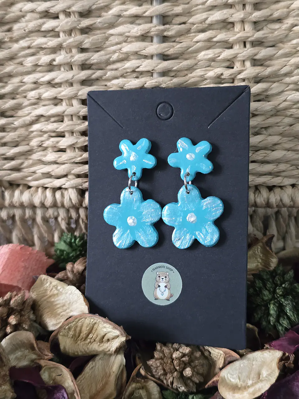 Pendientes Flower Cian 1