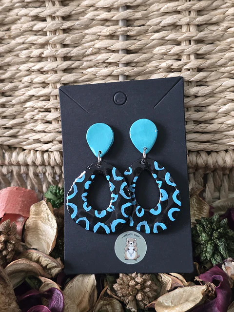 Pendientes Oval Cian