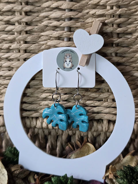 Pendientes Monstera Cian