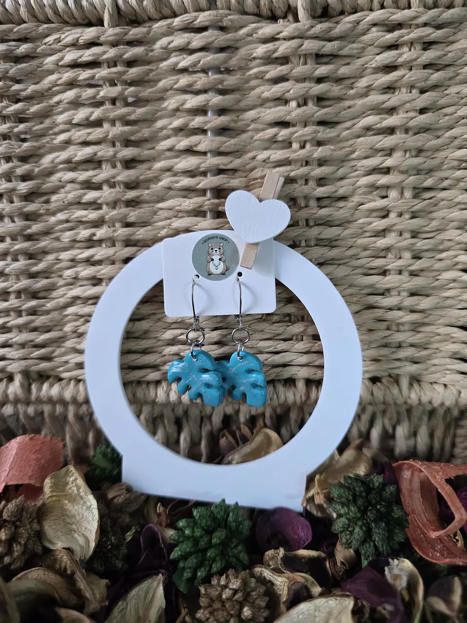 Pendientes Monstera Cian 2