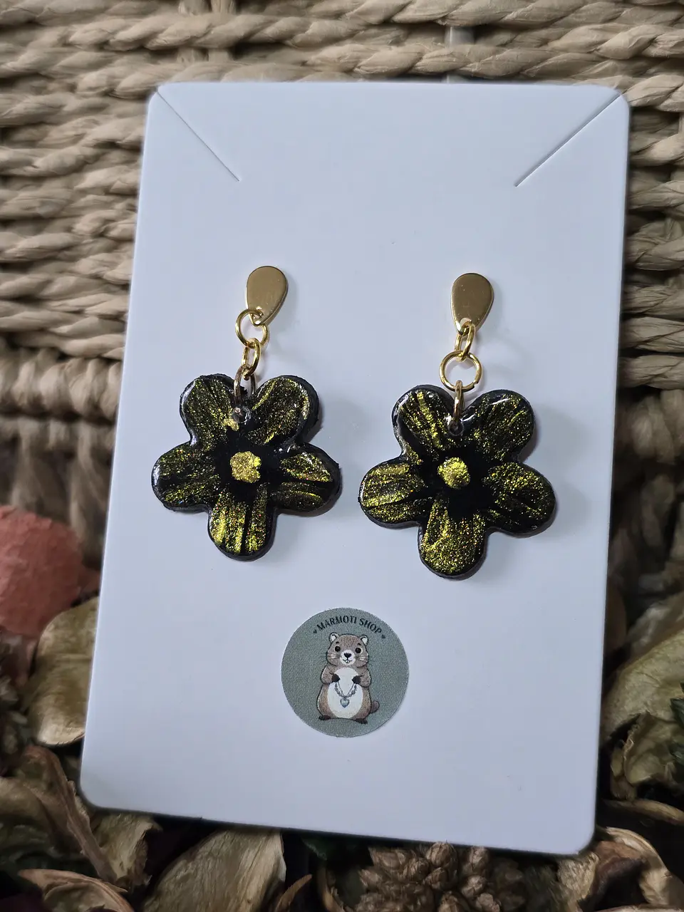 Pendientes Flor Nero Gold 1