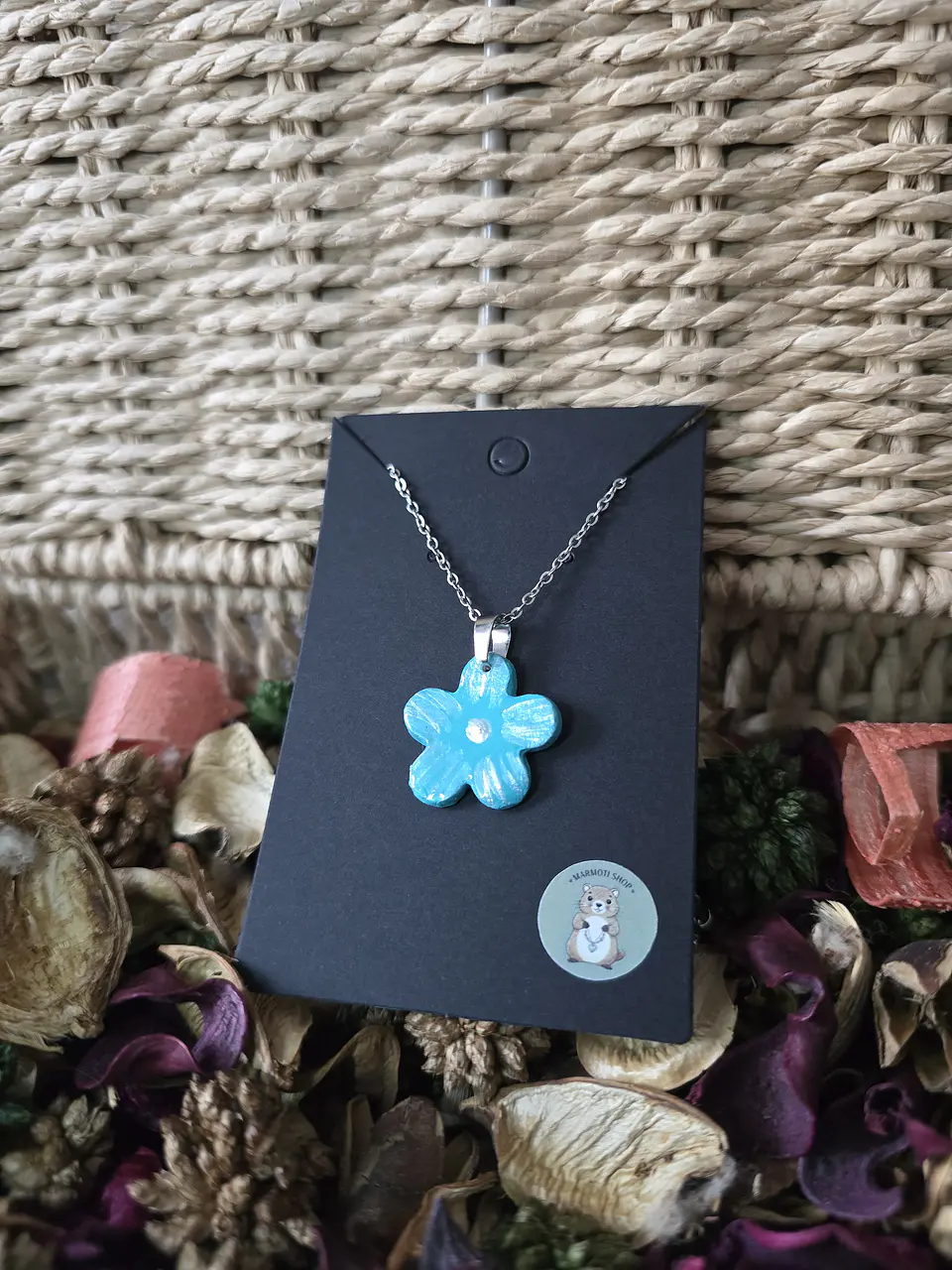 Colgante Flor Cian + cadena 1