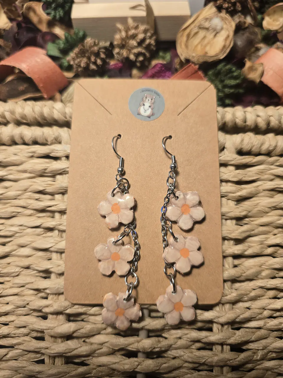 Pendientes Triple Flor Orange 1