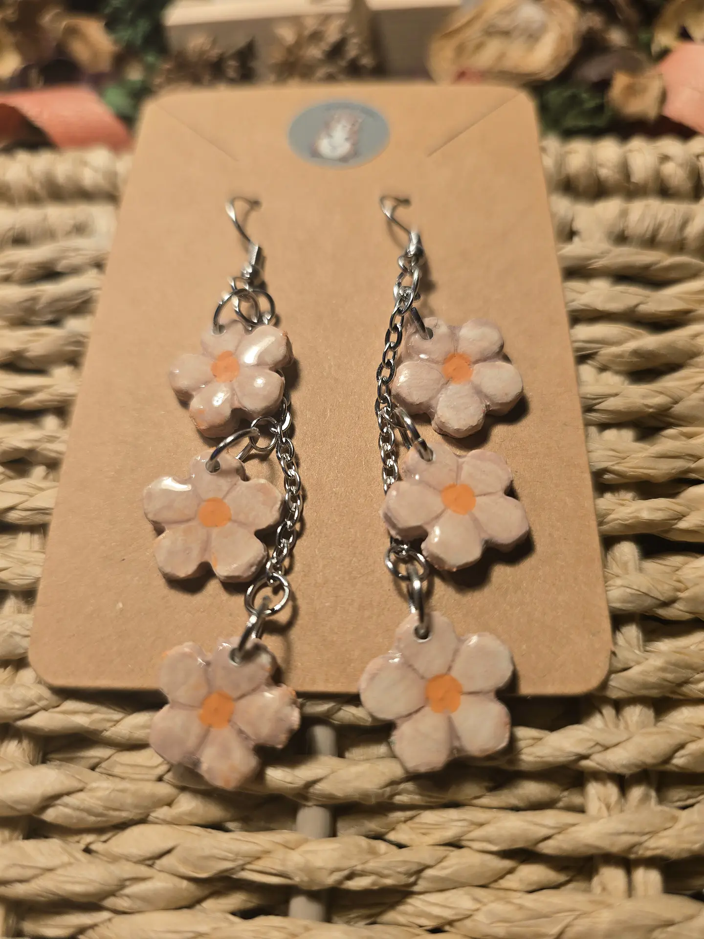 Pendientes Triple Flor Orange 2