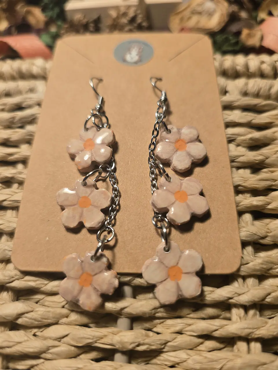 Pendientes Triple Flor Orange 2
