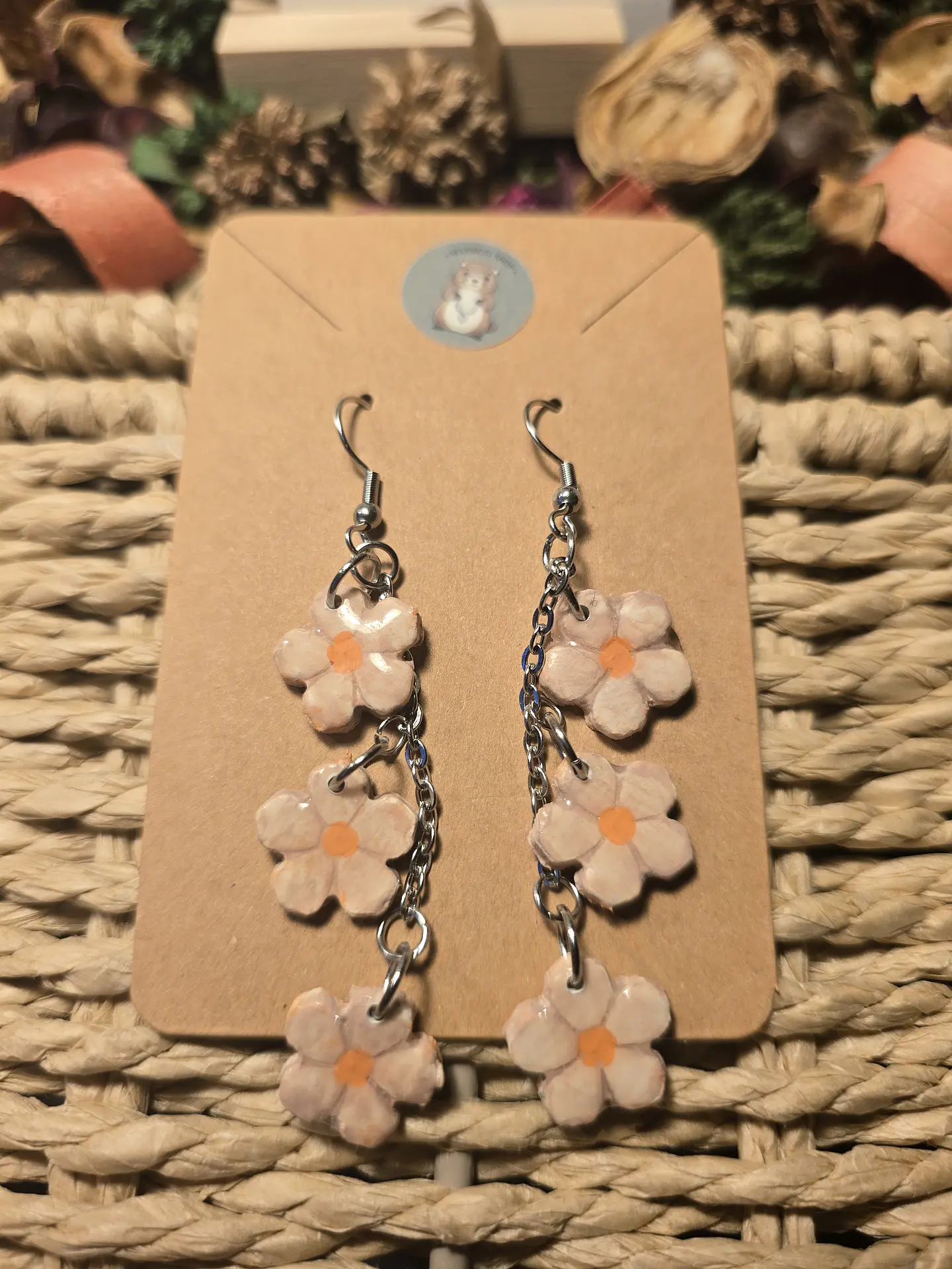 Pendientes Triple Flor Orange 3