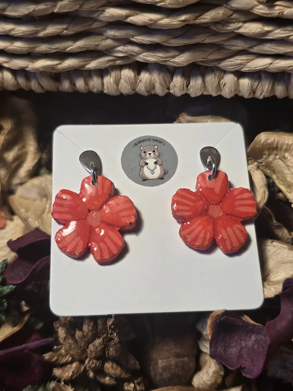 Pendientes Flor Rouge Rosa 2