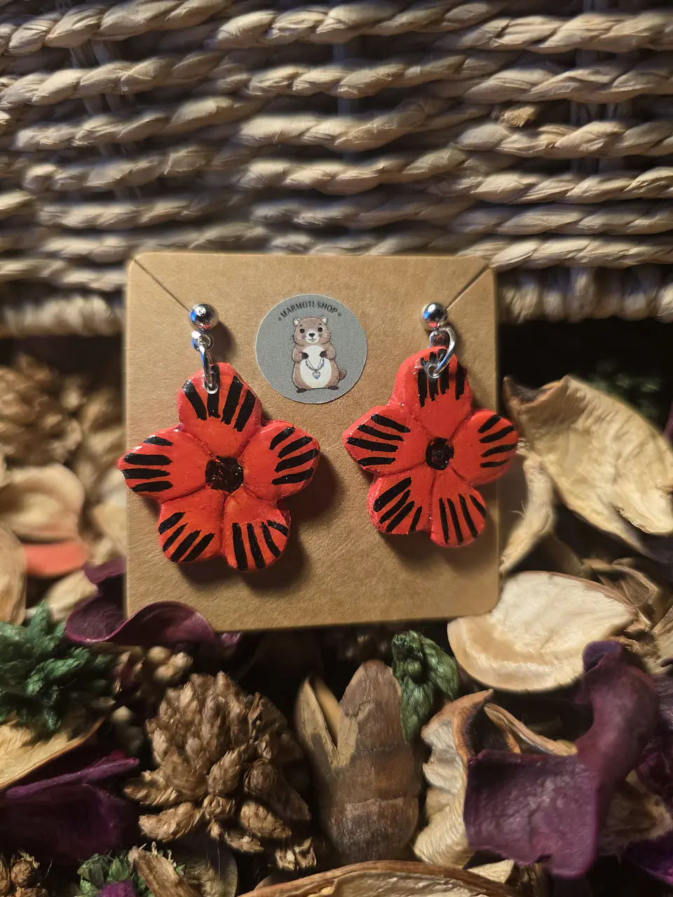 Pendientes Flor Rouge Nero 1