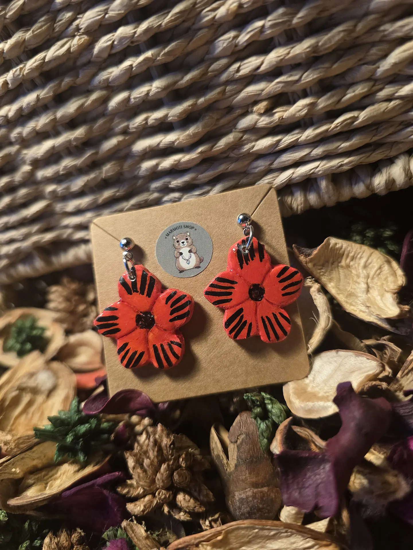 Pendientes Flor Rouge Nero 2