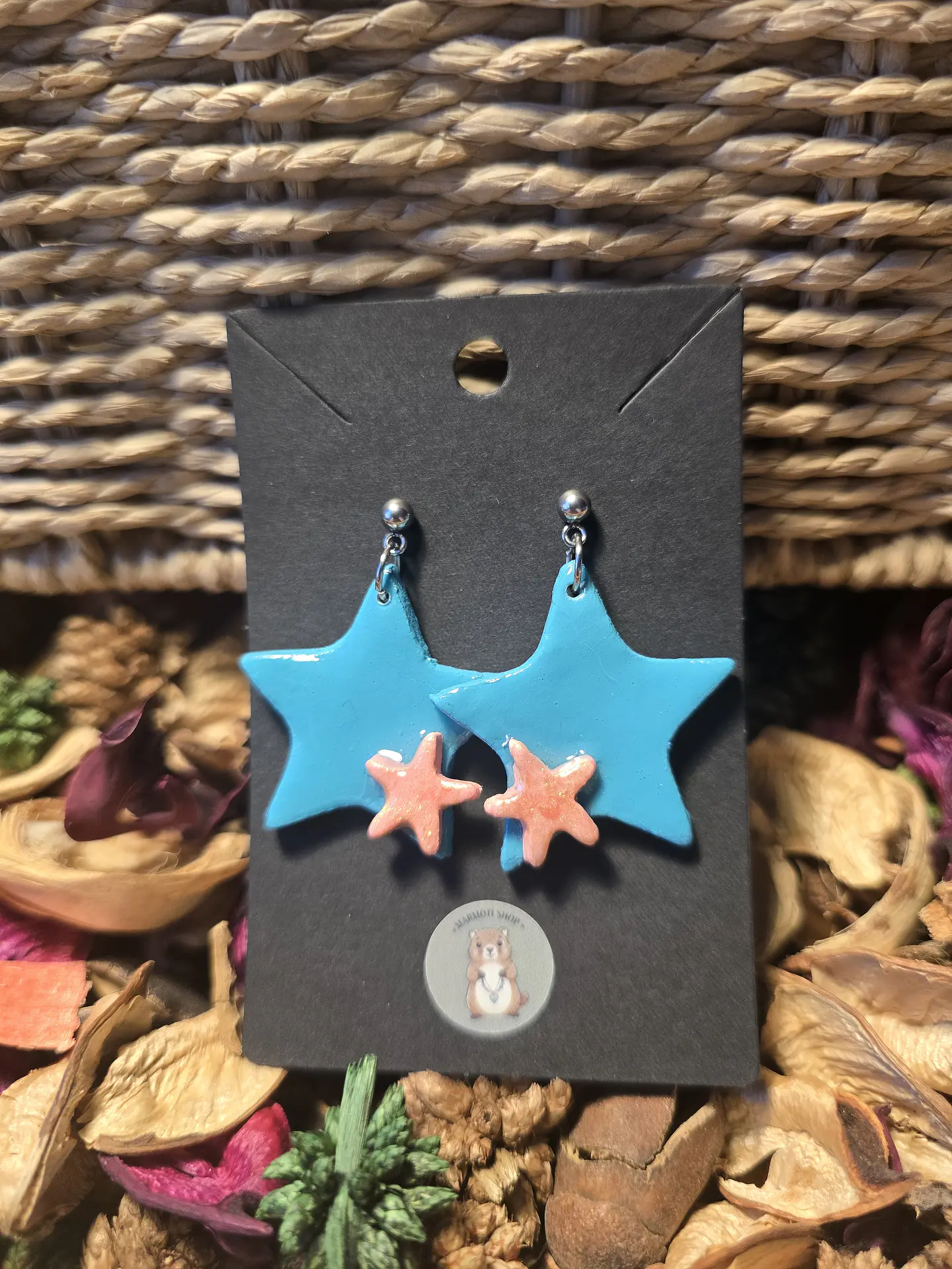 Pendientes Star Doble Cian 1
