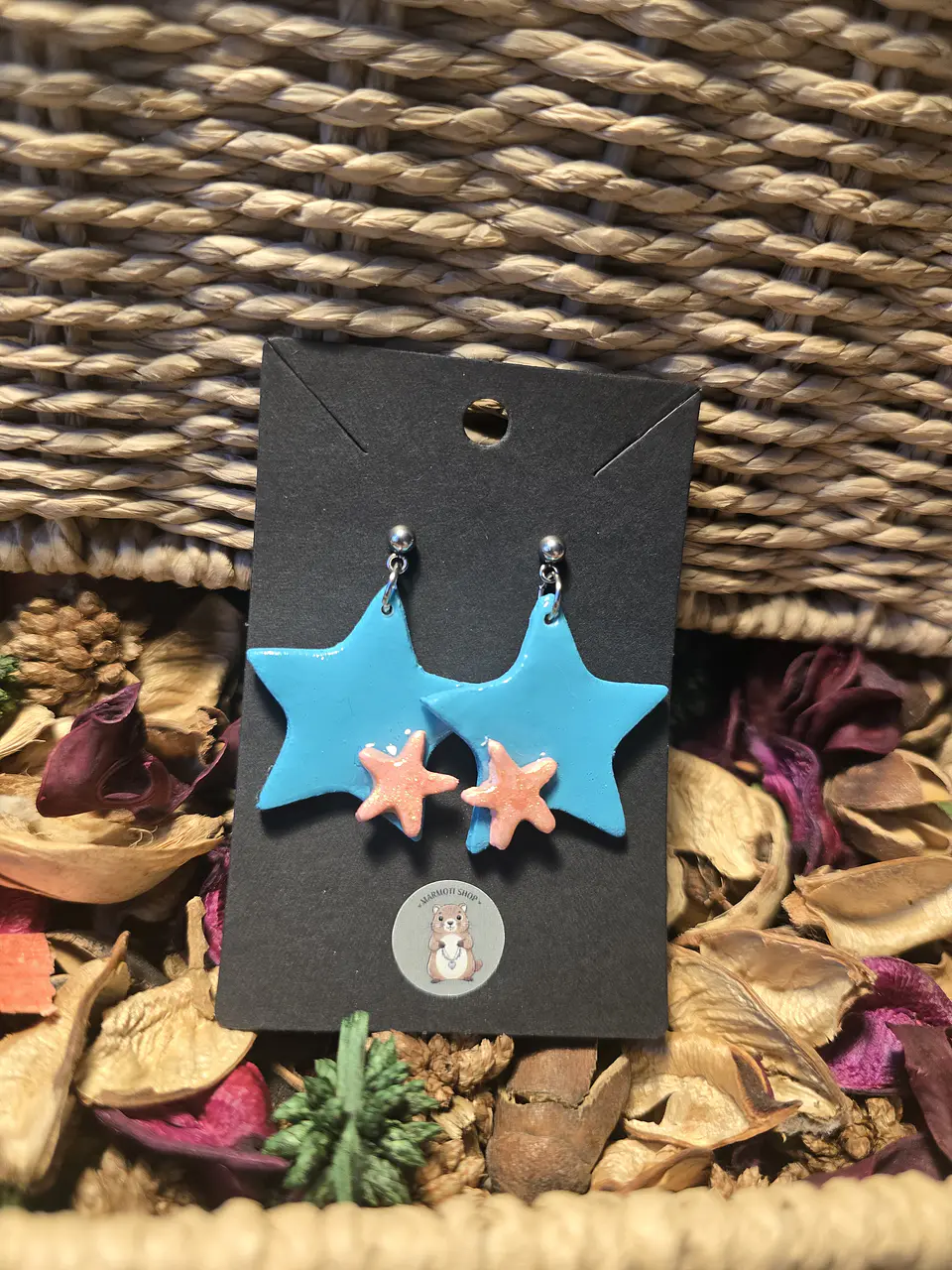 Pendientes Star Doble Cian 2
