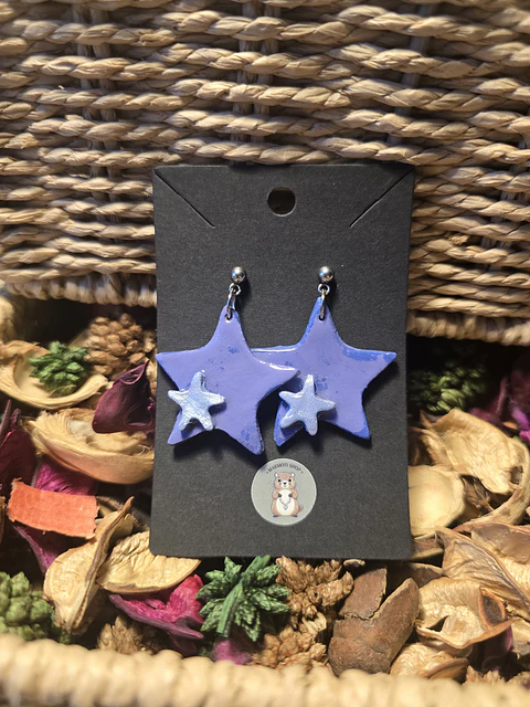 Pendientes Star Doble Lila