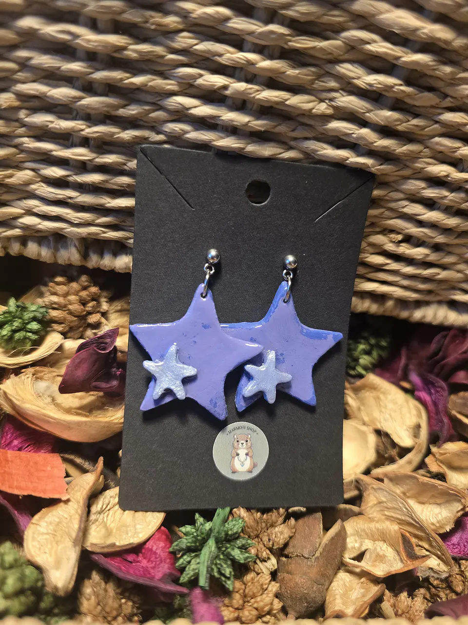 Pendientes Star Doble Lila 2