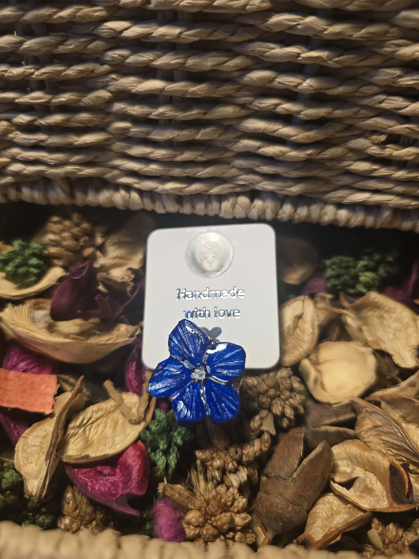 Anillo Ajustable Flor Blu Plata 3