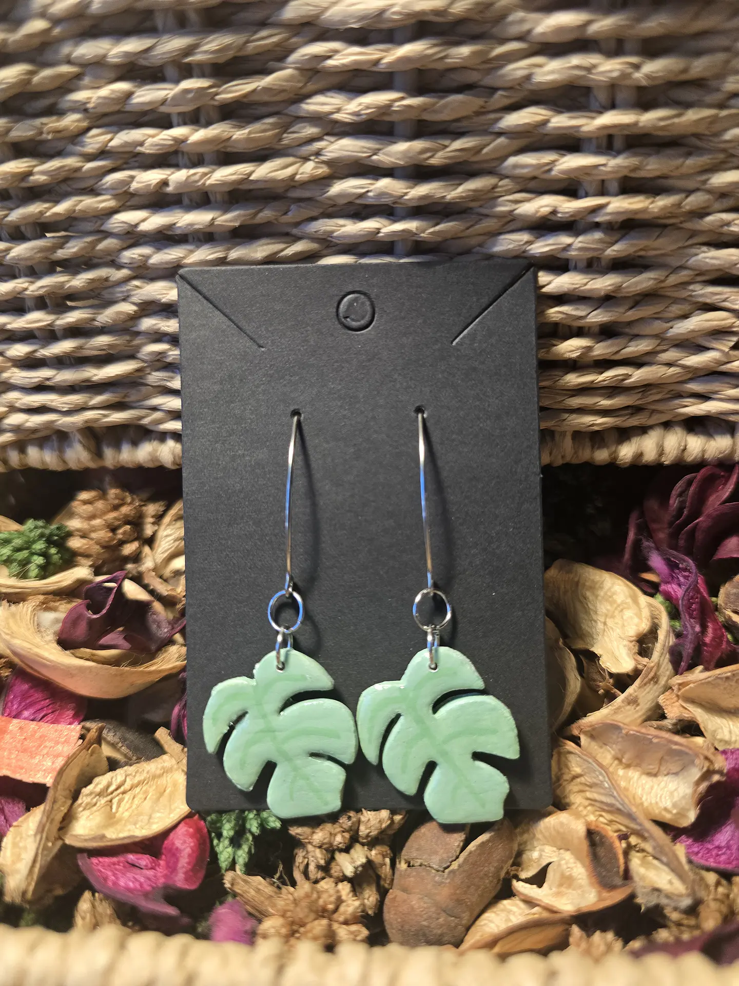 Pendientes Monstera Vert 1