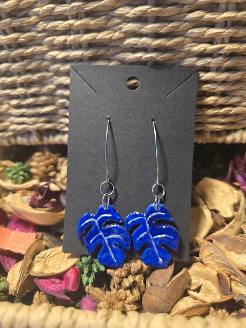 Pendientes Monstera Blu Plata