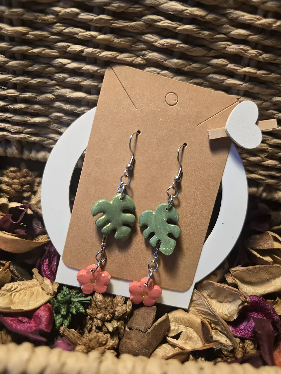Pendientes Monstera Flor  2