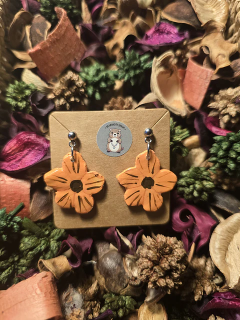 Pendientes Flor Orange Brun