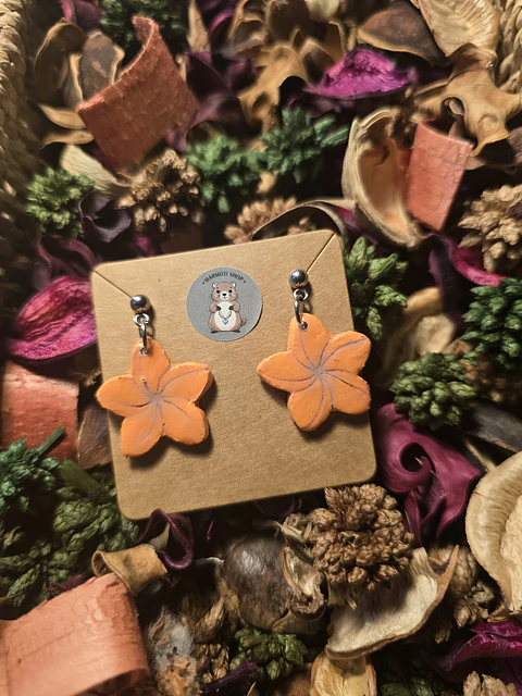 Pendientes Flor Orange Bone 1