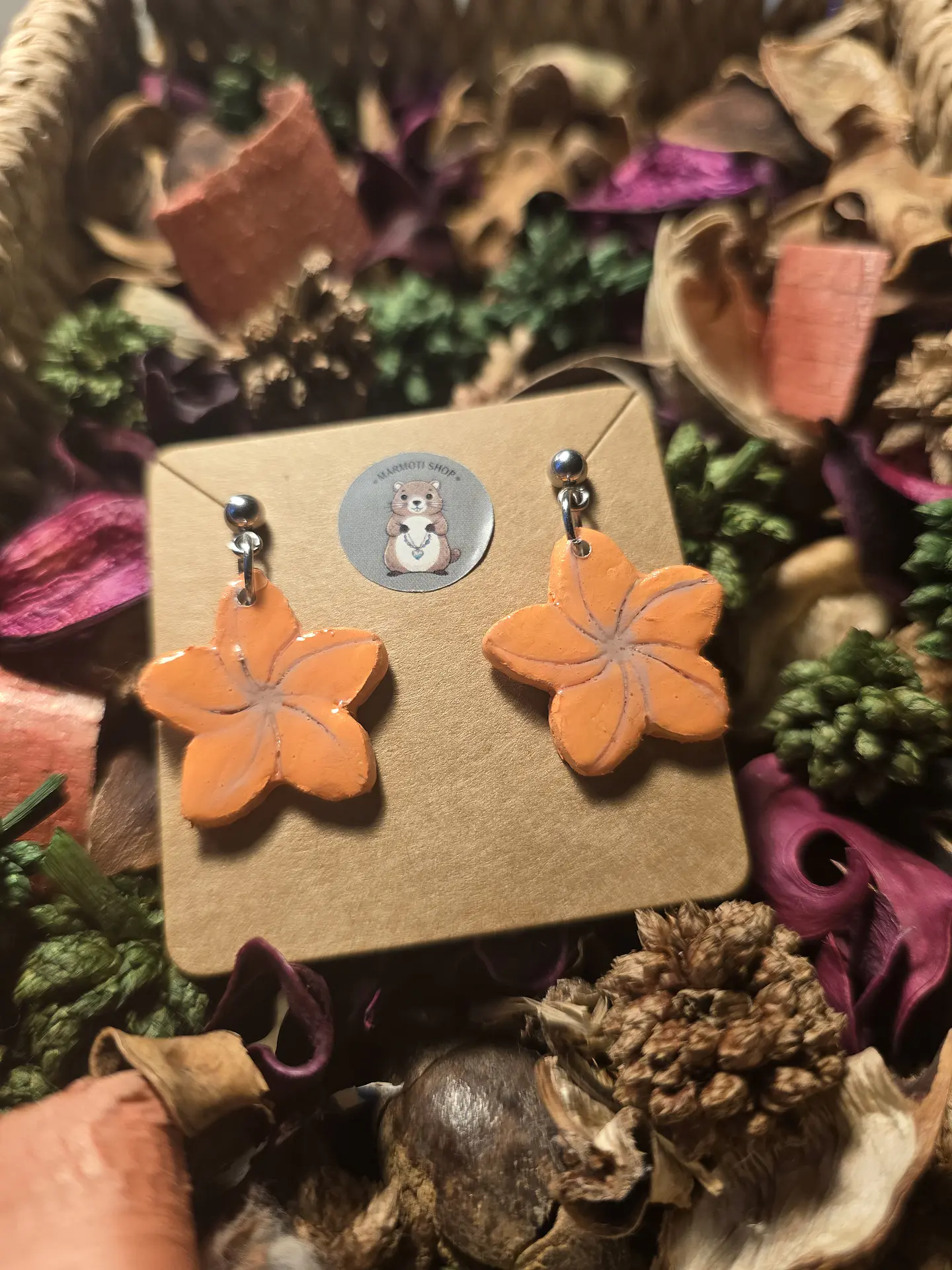 Pendientes Flor Orange Bone 1 2