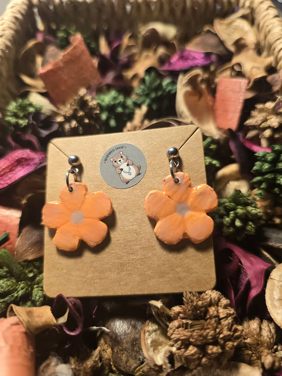 Pendientes Flor Orange Bone 2 2