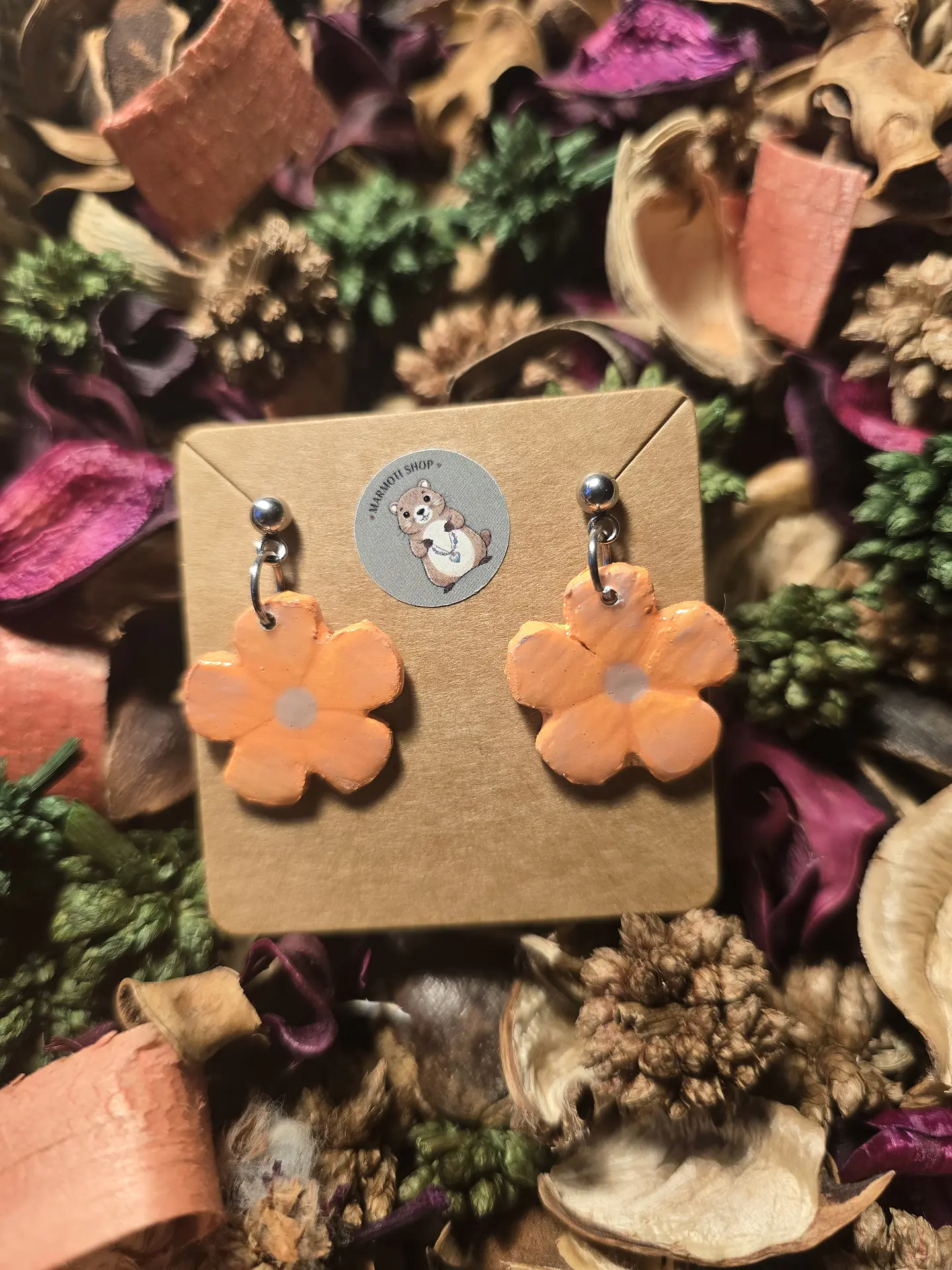 Pendientes Flor Orange Bone 2 1