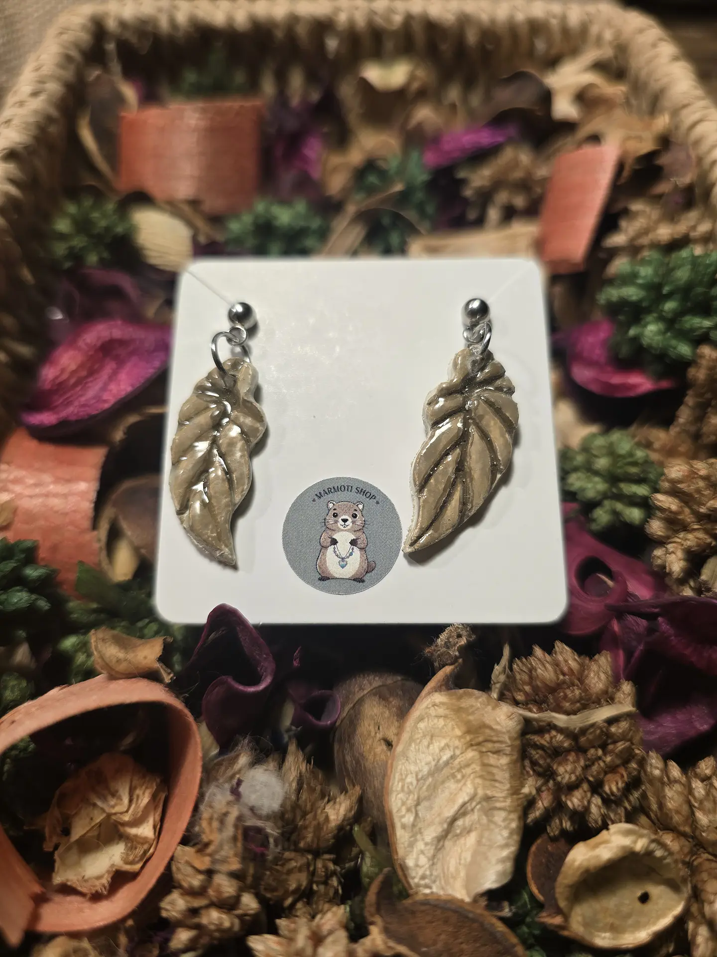 Pendientes pluma marrón 1 2