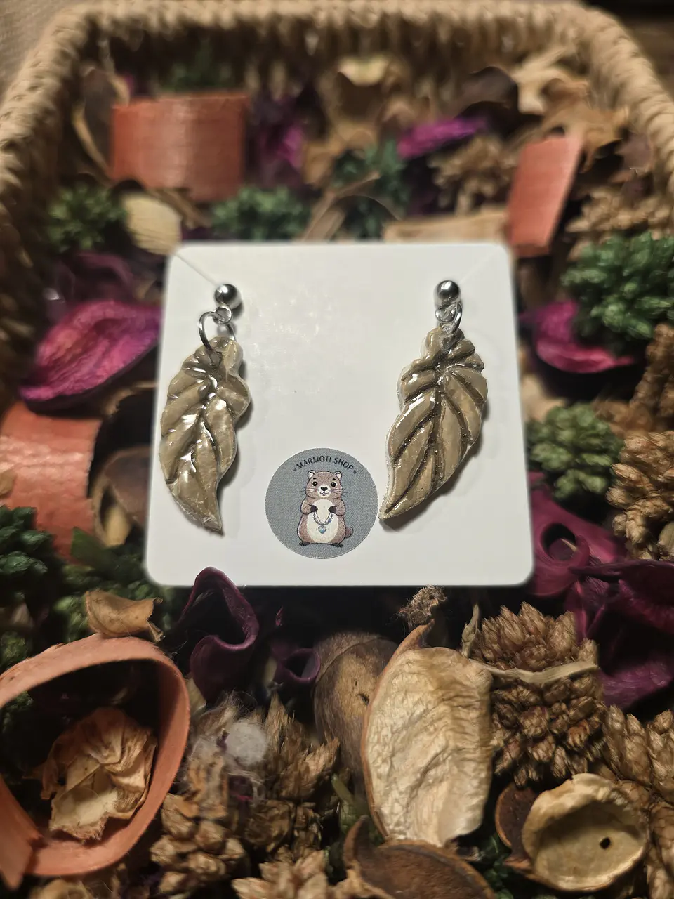 Pendientes pluma marrón 1 2