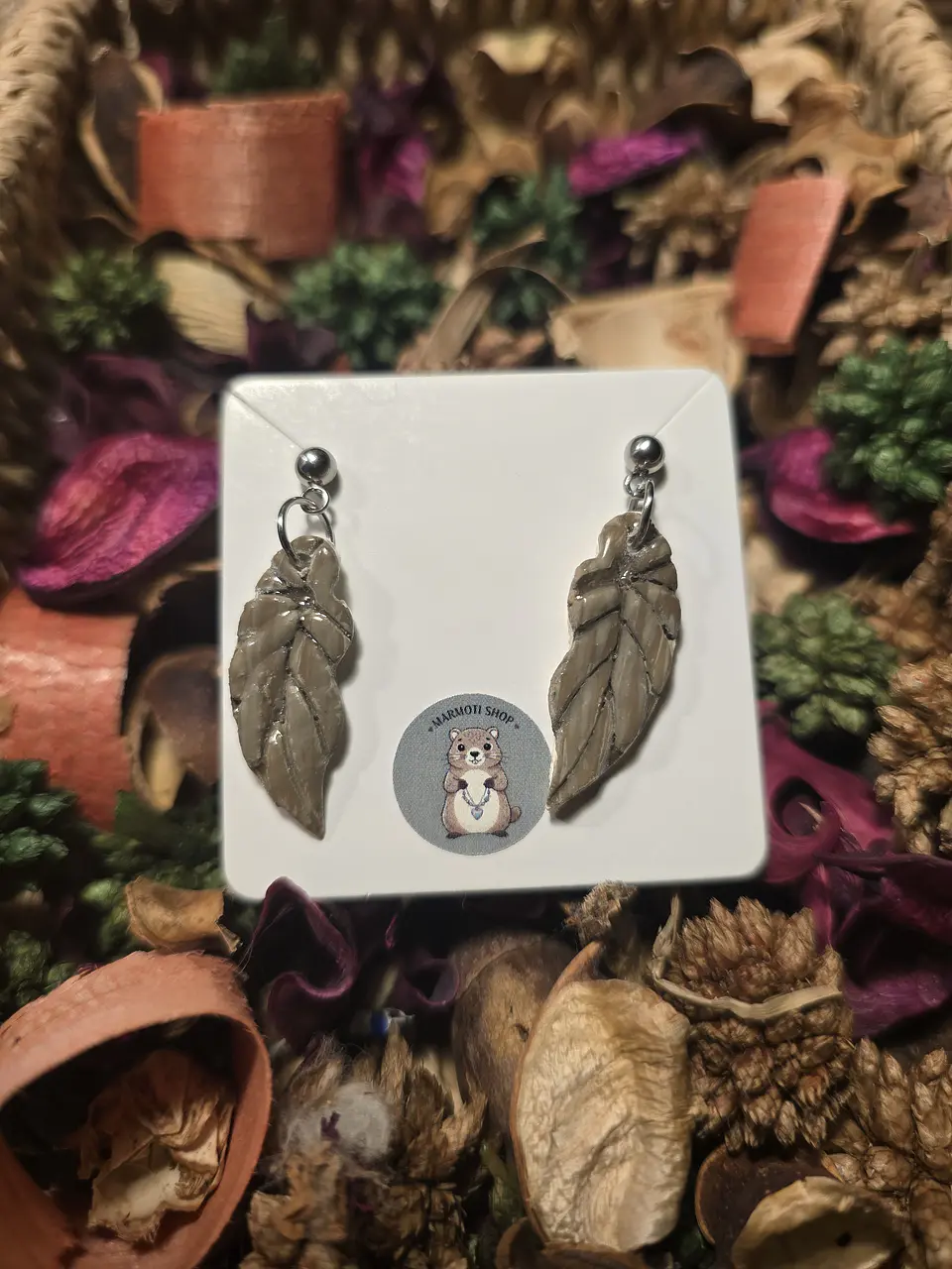 Pendientes pluma marrón 2 2