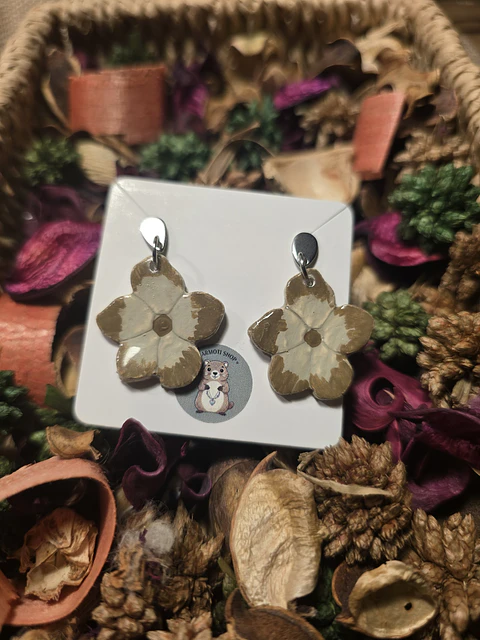 Pendientes Flor Marrón 