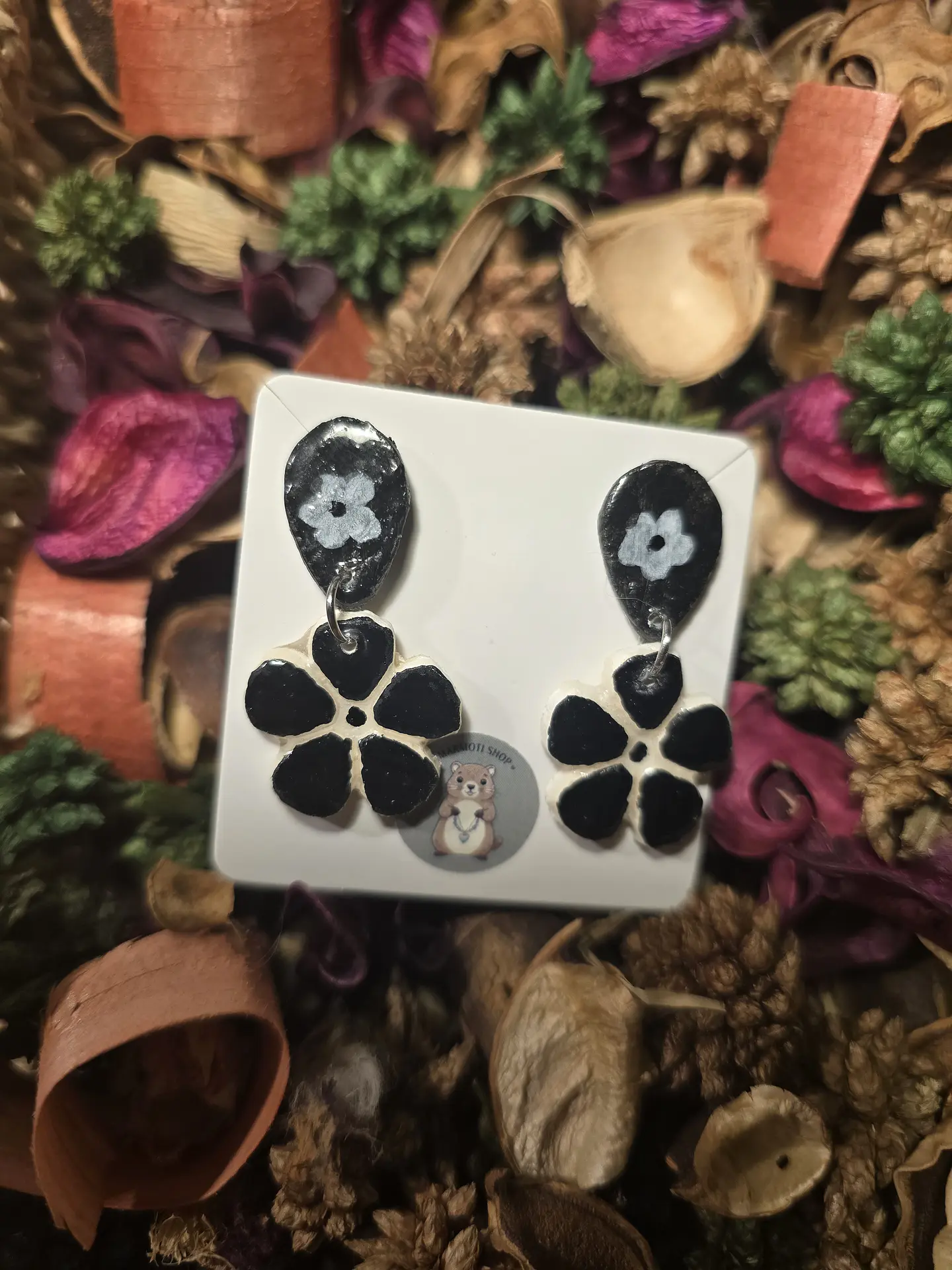 Pendientes Flor Nero Blanc 1
