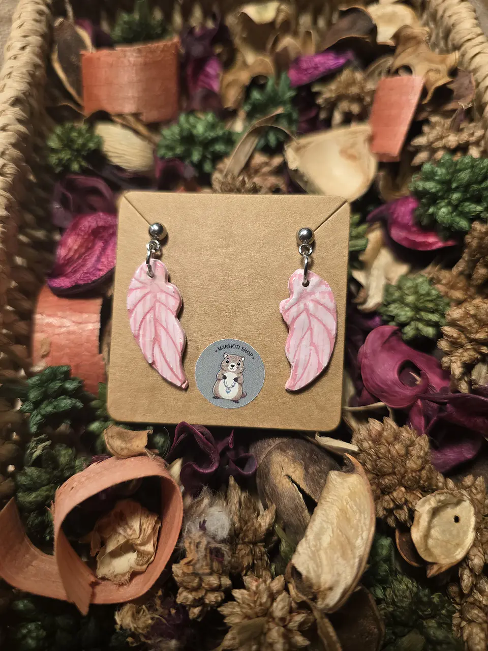 Pendientes Pluma Rosa 1