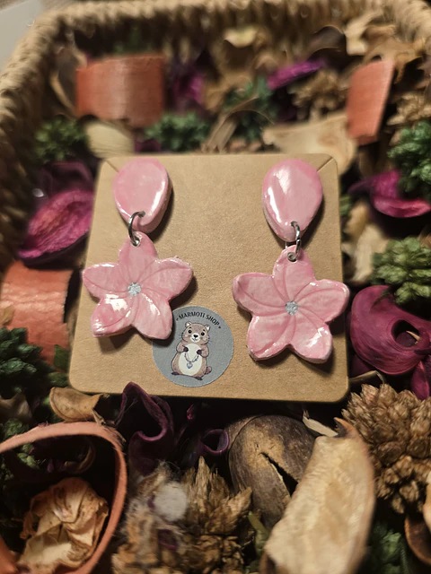 Pendientes Flor Rosa