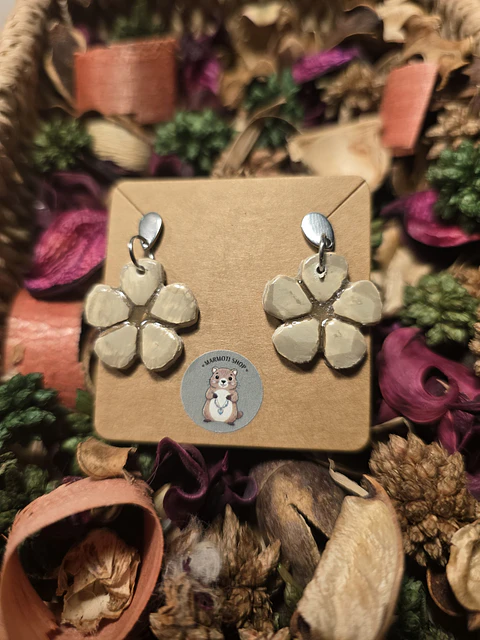 Pendientes Flor Marrón Claro