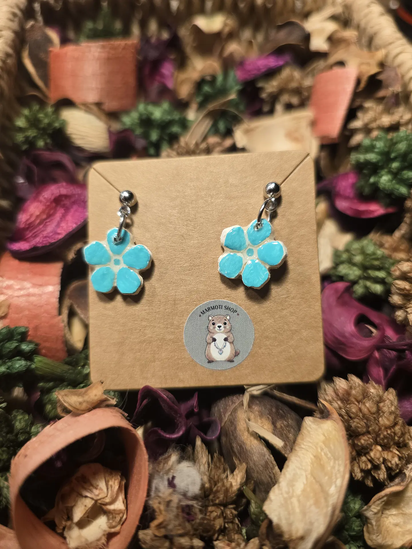 Pendientes Flor Cian mini 1
