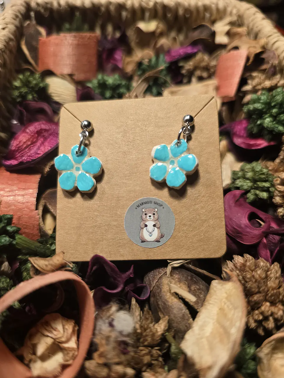 Pendientes Flor Cian mini 2