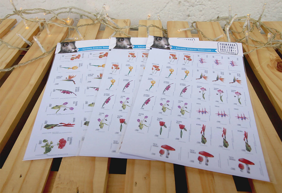 Set de Stickers troquelados tipo estampillas retro (4 hojas) 7