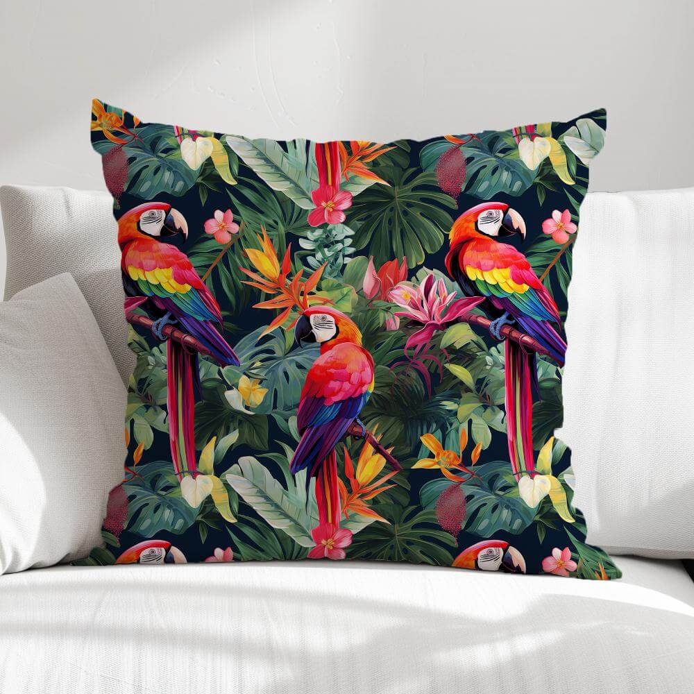 FUNDA DE COJIN PAPAGALLOS 1