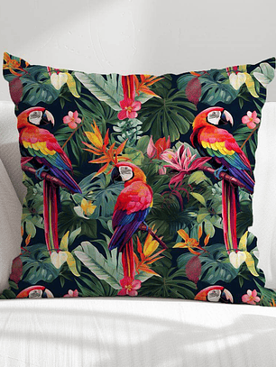 FUNDA DE COJIN PAPAGALLOS