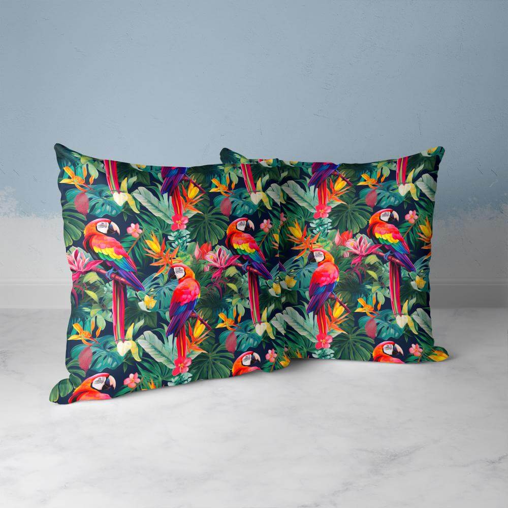 FUNDA DE COJIN PAPAGALLOS 2