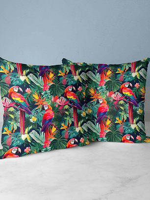 FUNDA DE COJIN PAPAGALLOS