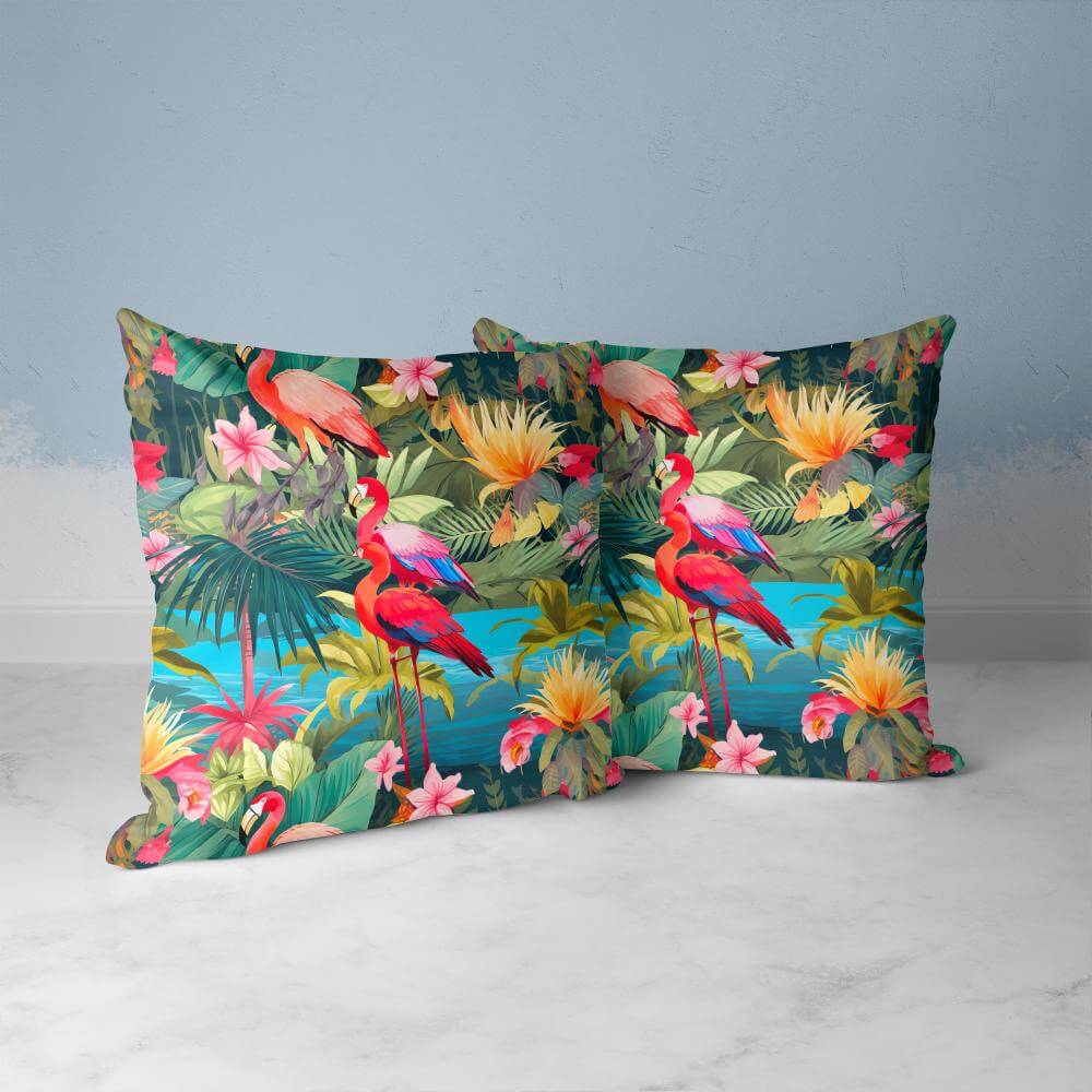 FUNDA DE COJIN FLAMENCOS ROJOS 2