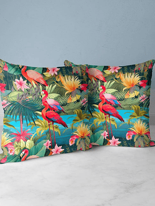 FUNDA DE COJIN FLAMENCOS ROJOS