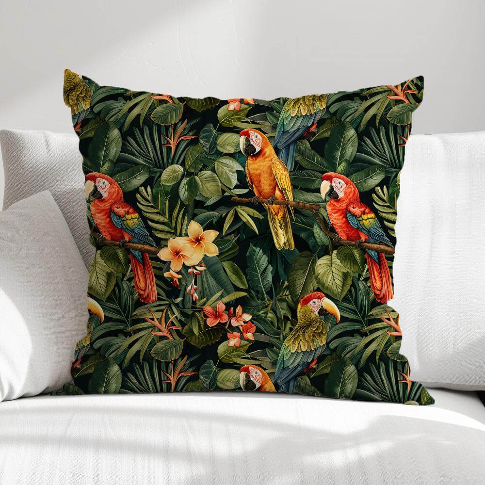 FUNDA DE COJIN PAPAGALLOS VINTAGE 1