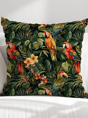 FUNDA DE COJIN PAPAGALLOS VINTAGE