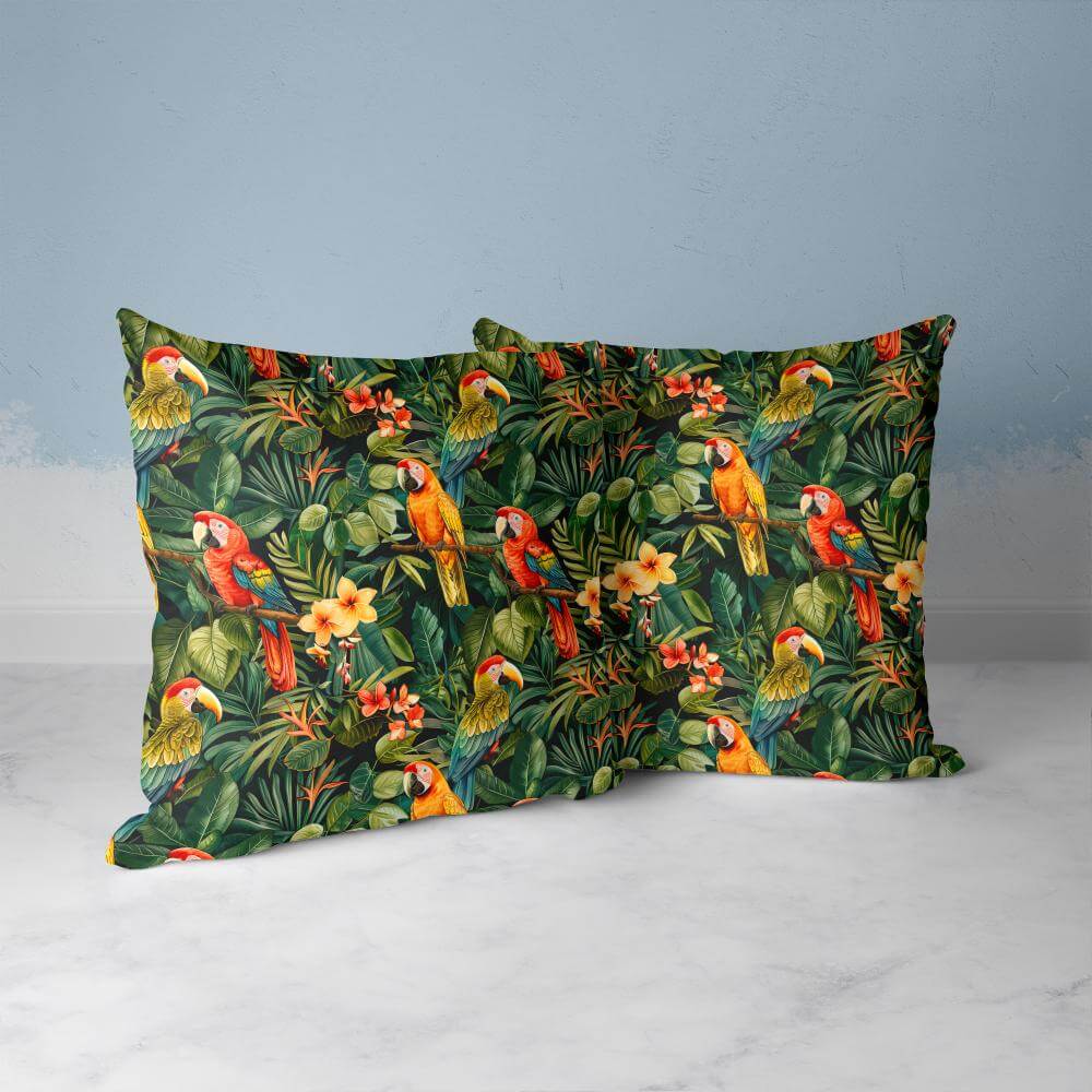 FUNDA DE COJIN PAPAGALLOS VINTAGE 3