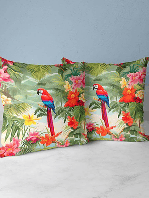 FUNDA DE COJIN PAPAGALLO ROJO