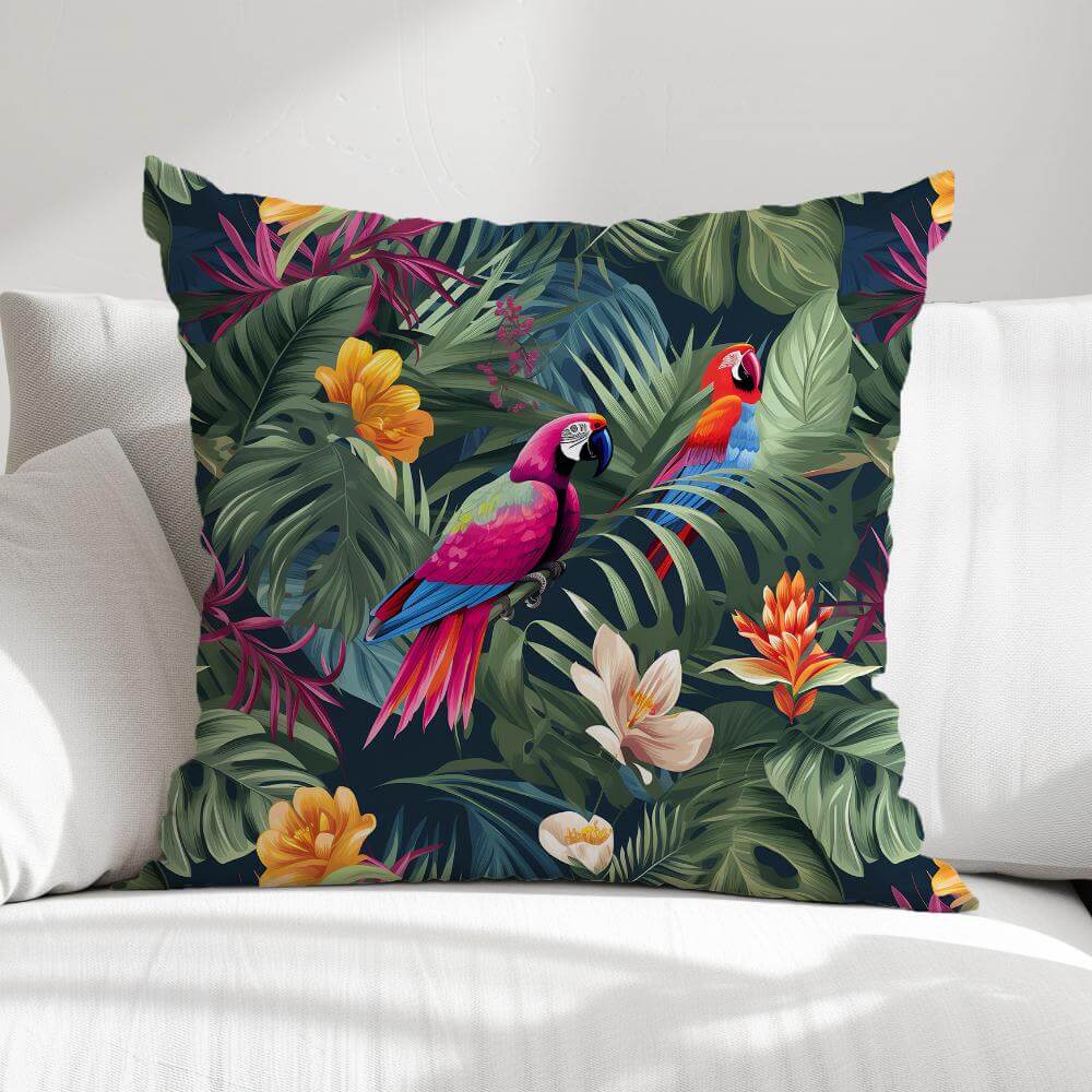 FUNDA DE COJIN DOS PAPAGALLOS 1